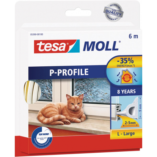 Tesa Moll Classic tochtstrip P-profiel, 6 m , wit