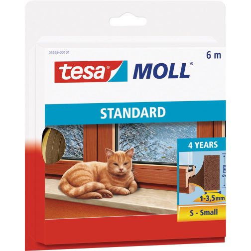 Tesa Moll Standard tochtstrip I-profiel, 6 m, bruin