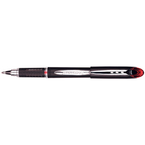 Uni-ball roller Jetstream rood, schrijfbreedte 0,45 mm, medium schrift, schrijfpunt 1 mm, zwarte rubbe...