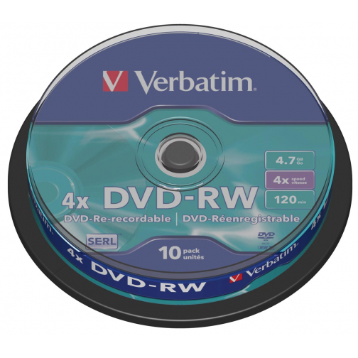 Verbatim DVD rewritable DVD-RW, spindel van 10 stuks