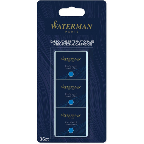 Waterman inktpatronen Standard, blauw (Serenity), blister van 36 stuks